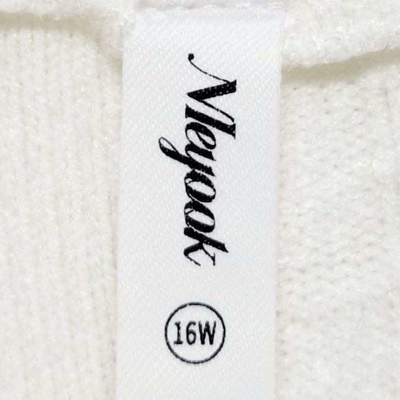 Cable Knit Button-Up Cardigan Sweater Pockets Womens Size 16W Neyook Soft White - Picture 4 of 13